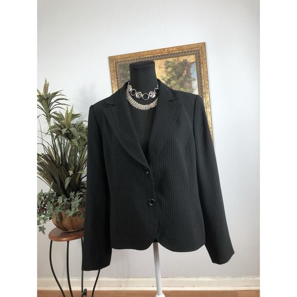 Liz Claiborne Suits Women Jacket 16 Clueless Preppy Office Siren Blue 2 Buttons - Picture 1 of 10